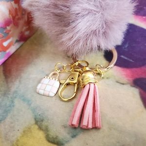 Pom Pom keychain with charms and tassle